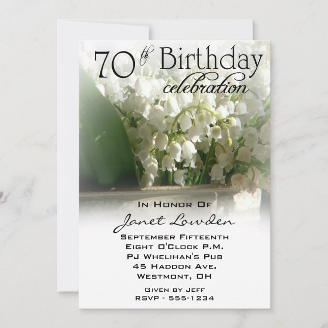 Floral 70th Birthday Party Invitations (Front)
