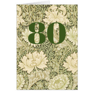 Floral 80th Birthday Folded Greeting Card