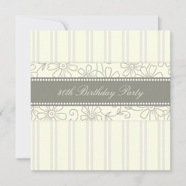 Floral 80th Birthday Party Invitations (Front)