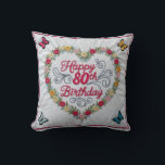 Floral 80th Birthday Throw Pillow: A Blooming  Cushion<br><div class="desc">Brighten their 80th birthday with a floral-themed throw pillow that celebrates their vibrant spirit! This beautifully designed pillow features a stunning array of flowers alongside the number “80, ” symbolising the beauty and grace of their life journey. Crafted from plush, comfortable fabric, it’s a lovely gift that brings a touch...</div>