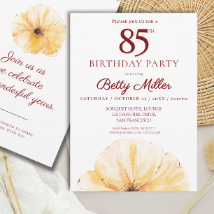 Floral 85th Birthday – Elegant Yellow Bloom Design Invitation