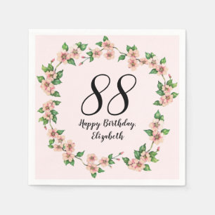Floral 88th Birthday Pretty Blush Pink Napkin