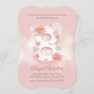 Floral 8 Birthday Invitation