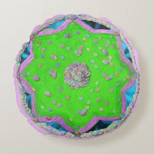 Floral 8-pointed star Eid Round Cushion