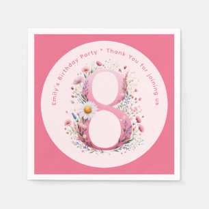 Floral 8th Birthday Custom Eight Fairy Princess Napkin