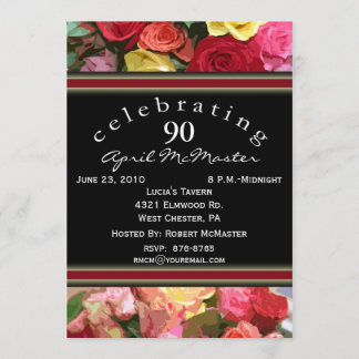 Floral 90th Birthday Party Invitation