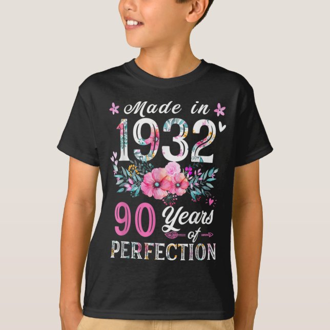 Floral 90th birthday tshirt for women, Floral Best (Front)