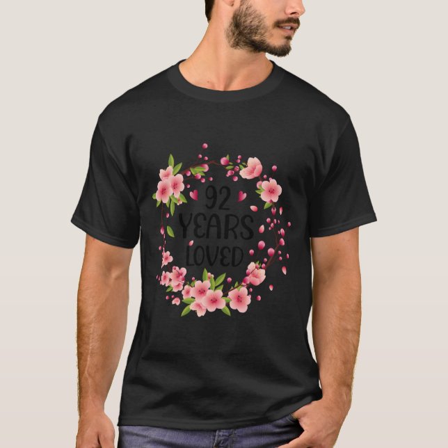 Floral 92 92Nd 92 Years Loved T-Shirt (Front)