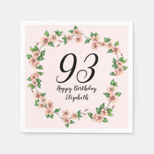 Floral 93rd Birthday Pretty Blush Pink Napkin
