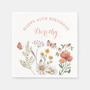 Floral 95th Birthday Party Napkin
