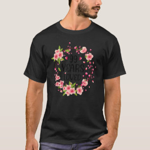 Floral 99 Years Old 99th Birthday Women 99 Years L T-Shirt
