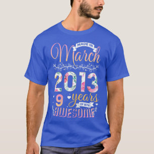 Floral 9th Birthday Made in March 2013 9 Years Old T-Shirt