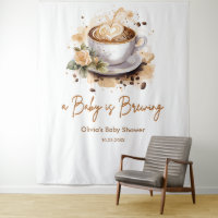 Floral A Baby is Brewing Brown Coffee Baby Shower