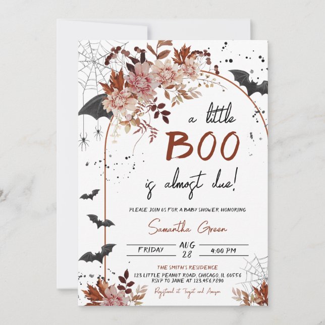 Floral A Little Boo Baby Shower Invitation (Front)