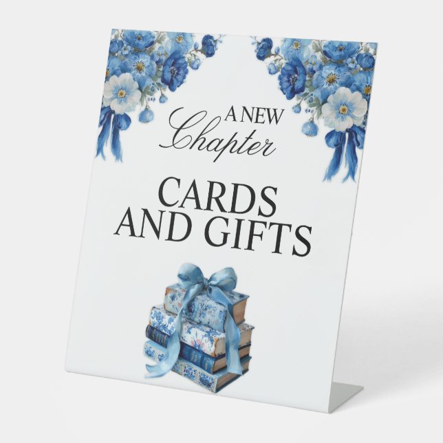 Floral A New Chapter Bridal Shower Tabletop Sign (Front)