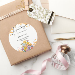 Floral A Sweet Honey Bee Baby Shower Classic Round Sticker