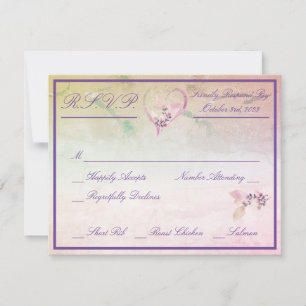 Floral Above The Clouds Rose Wedding RSVP Card