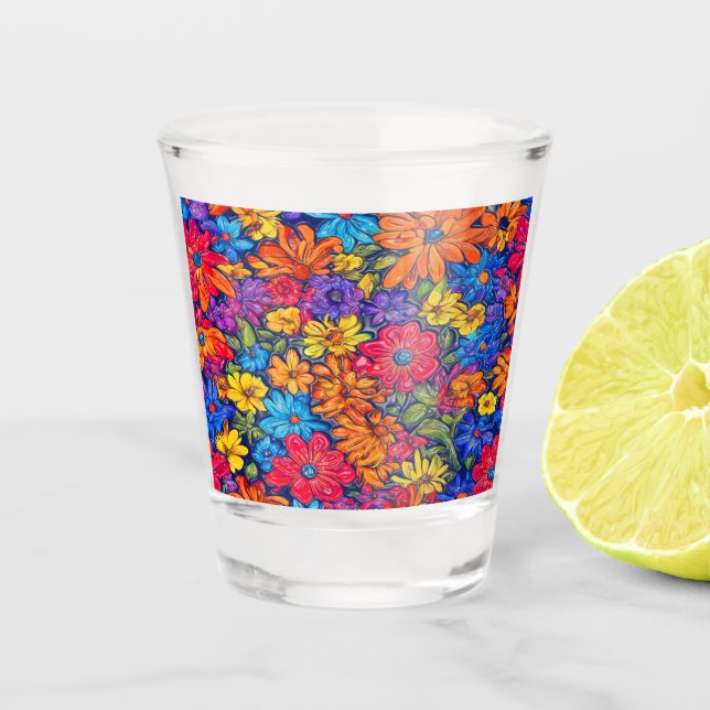 Floral Abstract #577 Shot Glass (Front)