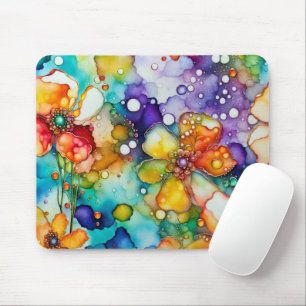 Floral Abstract Alcohol Ink Mouse Mat