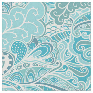 Floral Abstract Aqua Fabric