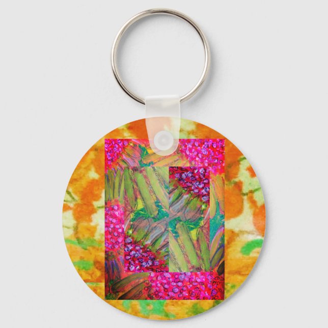 Floral Abstract Art Key Ring (Front)