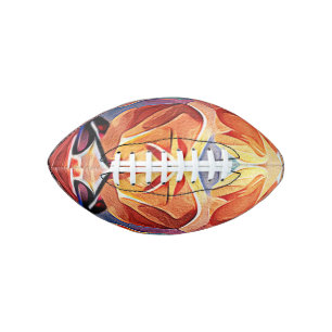Floral Abstract Art Orange Red Blue Flowers American Football