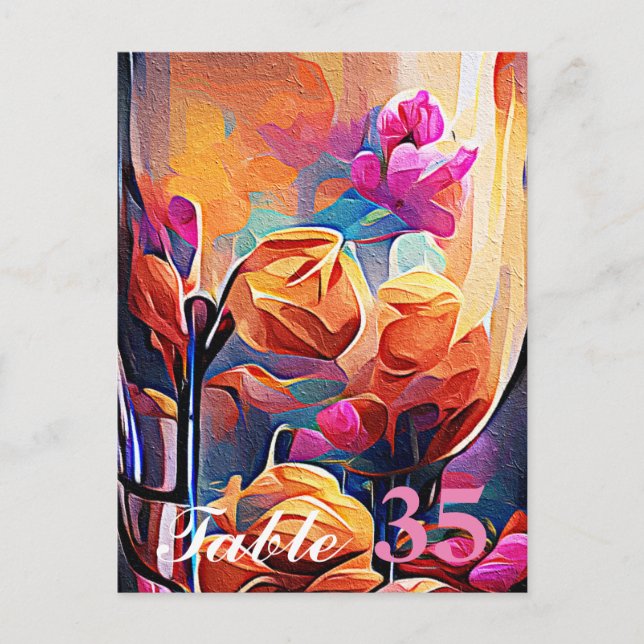 Floral Abstract Art Orange Red Blue Flowers Postcard (Front)