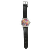 Floral Abstract Art Orange Red Blue Flowers Watch (Flat)