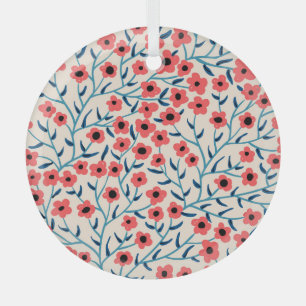Floral Abstract: Blooming Vintage Pattern. Glass Tree Decoration