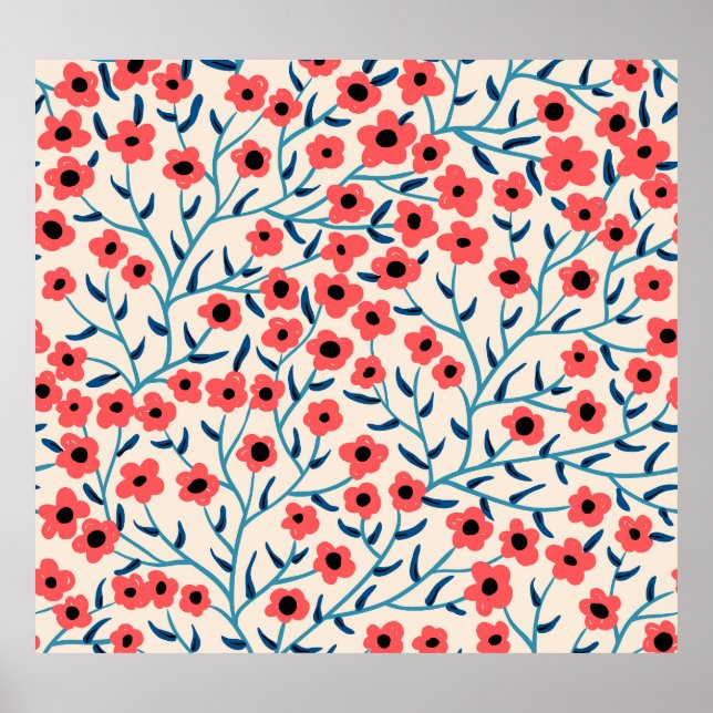 Floral Abstract: Blooming Vintage Pattern. Poster (Front)