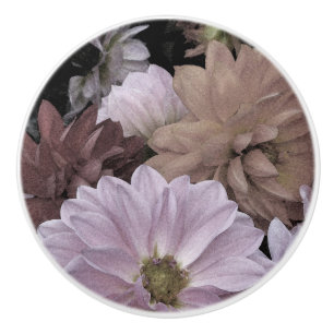 Floral Abstract Dahlia Garden Flowers Ceramic Knob