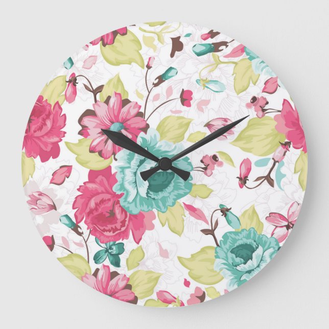 Floral Abstract Elegance Seamless Background. Large Clock (Front)