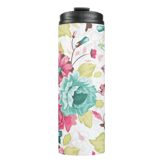 Floral Abstract Elegance Seamless Background. Thermal Tumbler (Front)