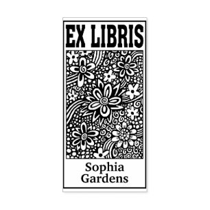 Floral Abstract Ex Libris Rubber Stamp