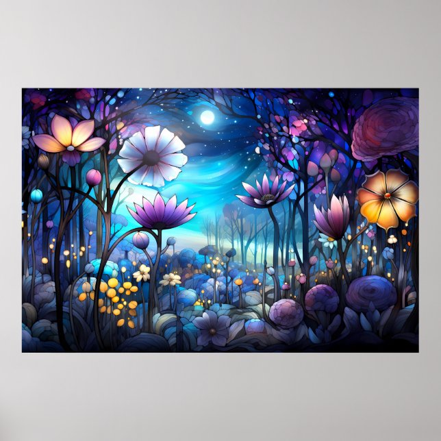 Floral abstract fantasy landscape | Ai Poster (Front)