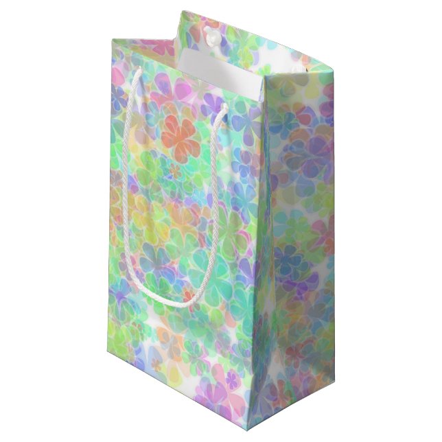 Floral Abstract Flowers Template Elegant Colourful Small Gift Bag (Front Angled)