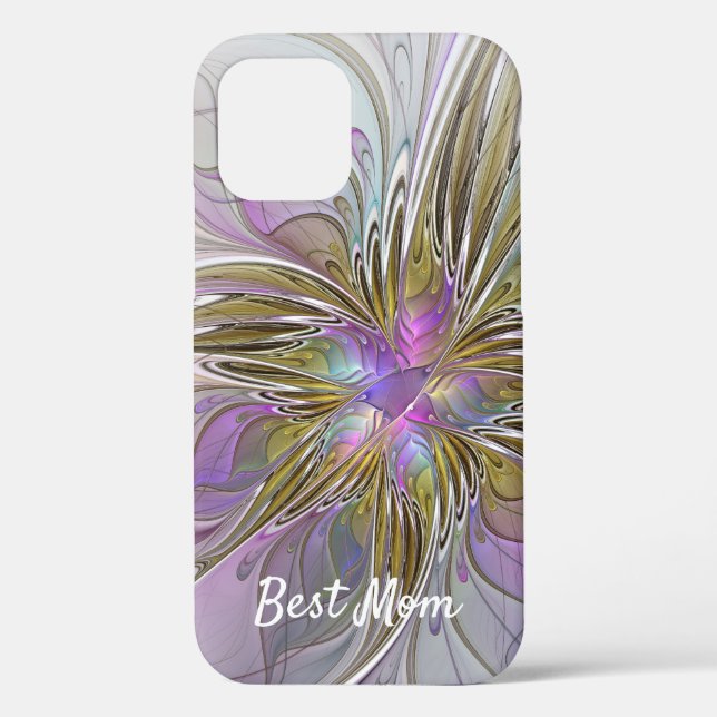 Floral Abstract Fractal With Pink & Gold Best Mum Case-Mate iPhone Case (Back)