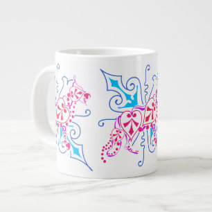 Floral Abstract German Shepherd Dog Large Coffee Mug