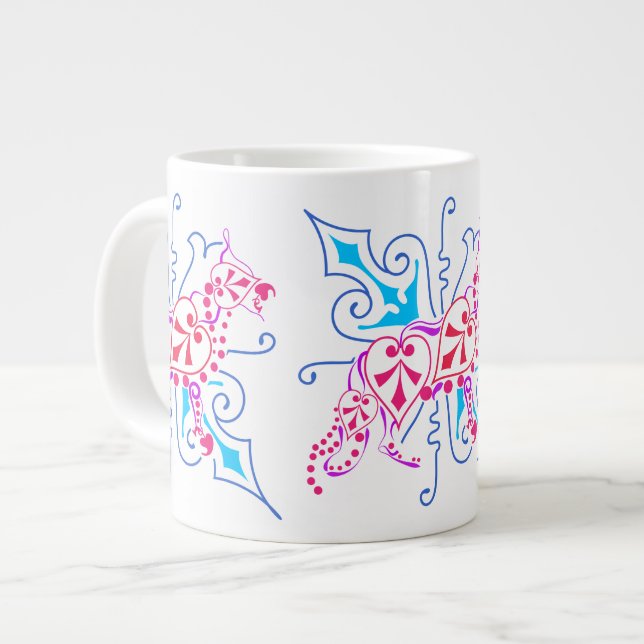 Floral Abstract German Shepherd Dog Large Coffee Mug (Front Left)