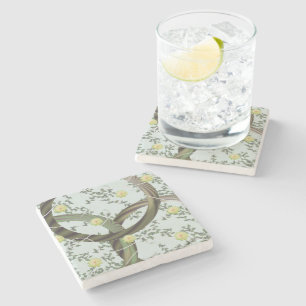 Floral Abstract Green Twist Stone Coaster