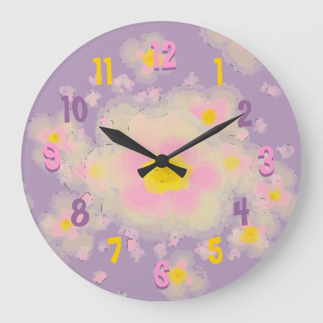 Floral Abstract (pink/purple) Large Clock (Front)