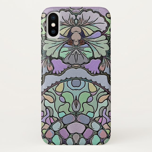 Floral abstract purple pansy mosaic pattern Case-Mate iPhone case (Back)