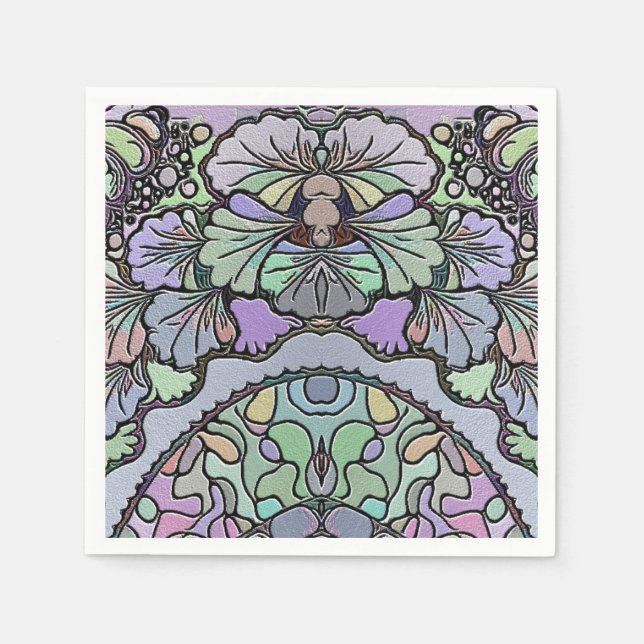 Floral abstract purple pansy mosaic pattern napkin (Front)