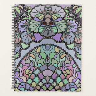 Floral abstract purple pansy mosaic pattern planner