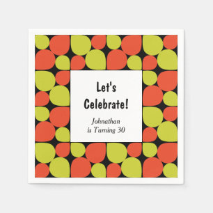 Floral Abstract Retro Pattern Custom Birthday Napkin