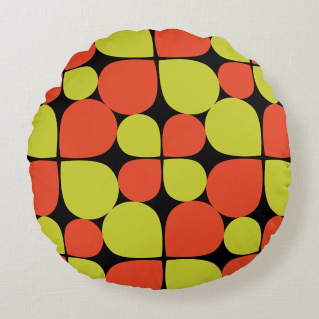 Floral Abstract Retro Pattern Round Cushion (Front)