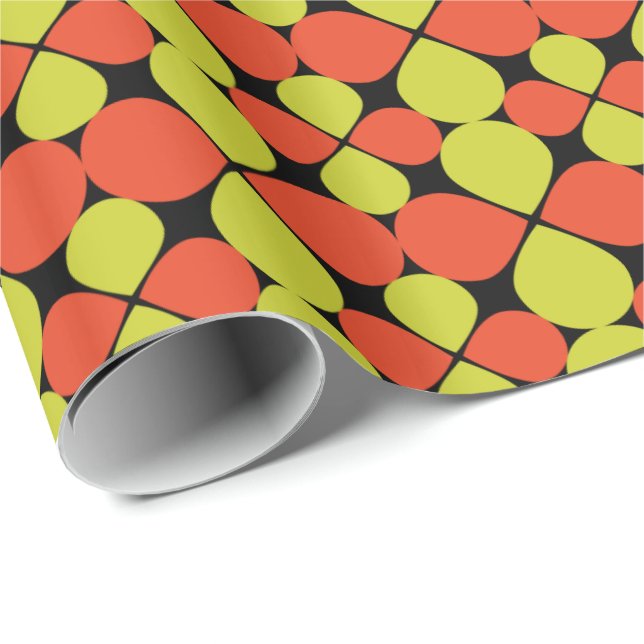 Floral Abstract Retro Pattern Wrapping Paper (Roll Corner)