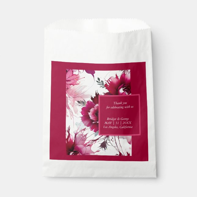 floral abstract rose blossom wedding favour bags (Front)