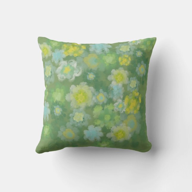 Floral Abstract Salty Watercolor Painting  Cushion (Back)