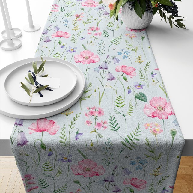 Floral Abstract Spring Summer Watercolor Long Table Runner (Creator Uploaded)
